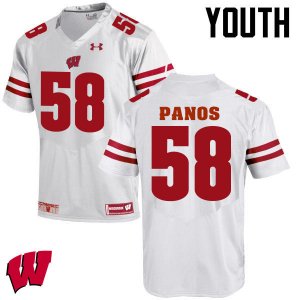 Youth Wisconsin Badgers NCAA #58 George Panos White Authentic Under Armour Stitched College Football Jersey HU31U78XC